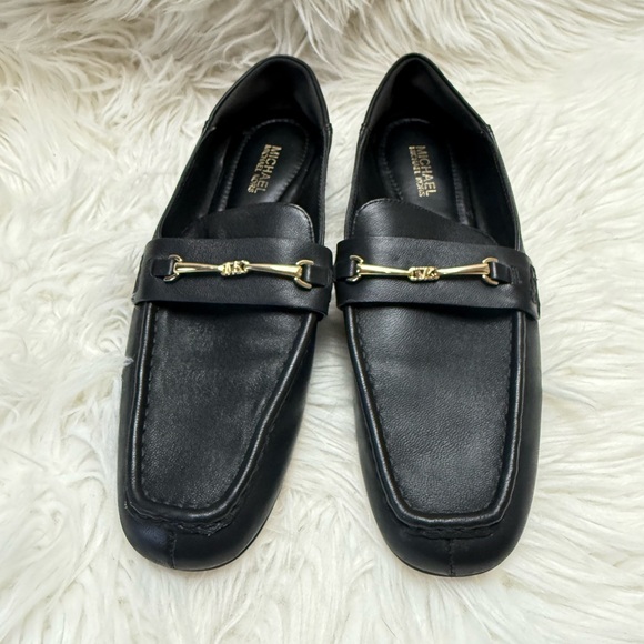 Michael Kors Black Loafers Gold Horsebit Flats Women’s Slip On 5.5 - Picture 3 of 7